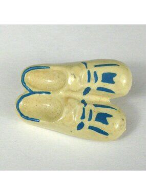 Shoes Brooch Yellow Vintage Clogs Wooden Women Men Pin Wood